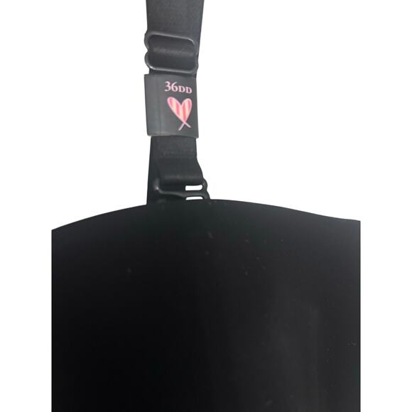 Victoria’s Secret Black Bra 36DD NWT — Gold V Detail — Lightly Lined Underwire - Picture 2 of 4